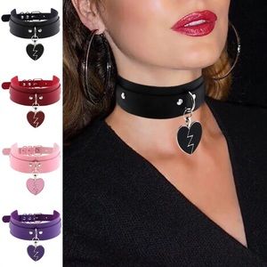 Black choker heart red or black gothic punk rock